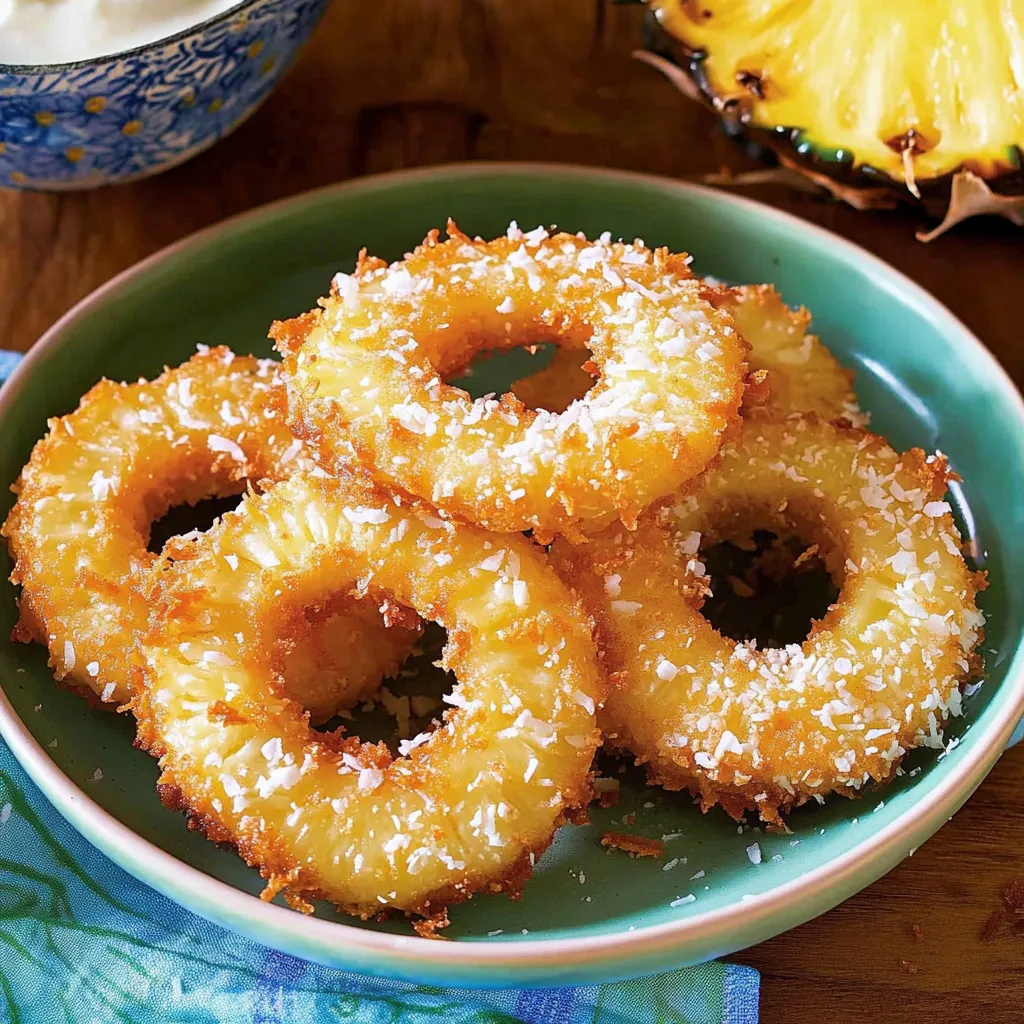 Fried Piña Colada Rings with Coconut Rum