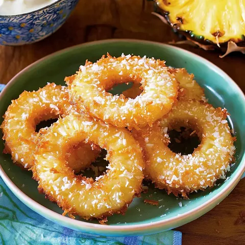 Fried Piña Colada Rings with Coconut Rum
