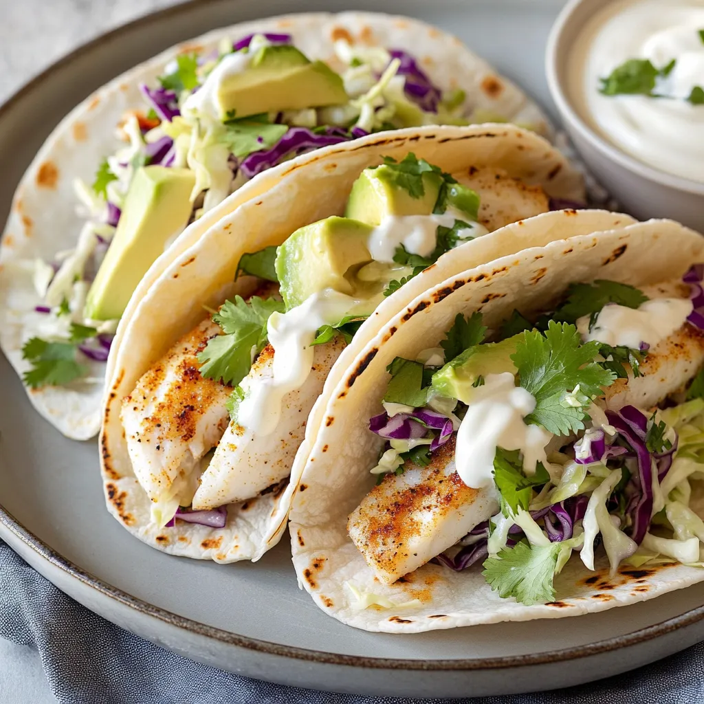 Easy Fish Tacos with Lime Crema