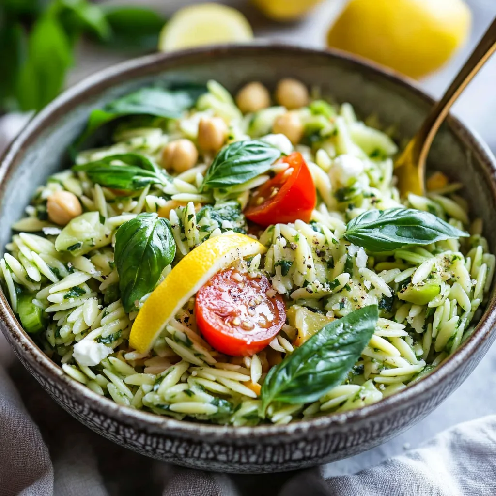 Orzo Pasta Salad with Lemon Basil Dressing