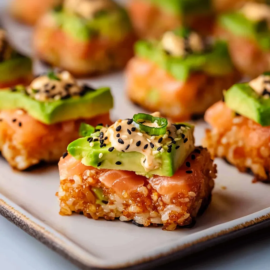 Spicy Salmon Crispy Rice Bites