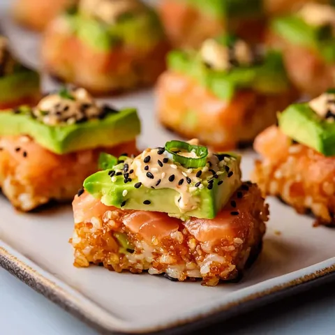 Spicy Salmon Crispy Rice Bites
