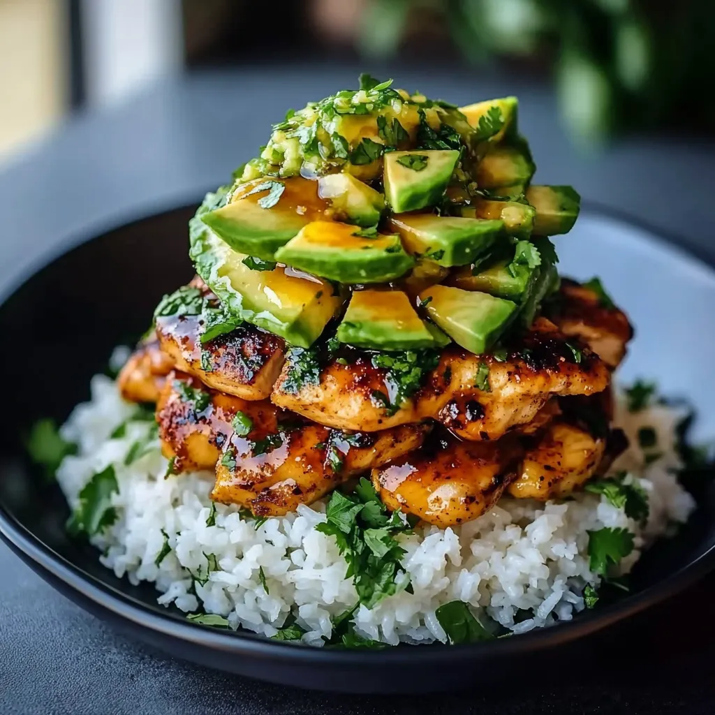 Honey Lime Chicken & Avocado Rice Stack
