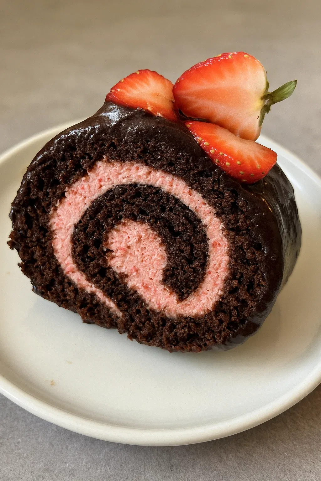 Easy Chocolate Swiss Roll with Strawberry Buttercream