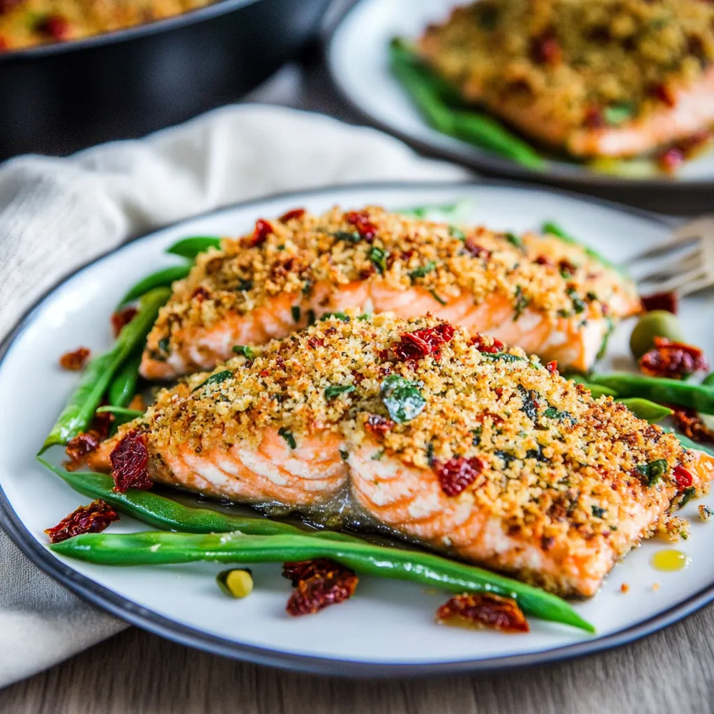 Sun-Dried Tomato Parmesan Crusted Salmon