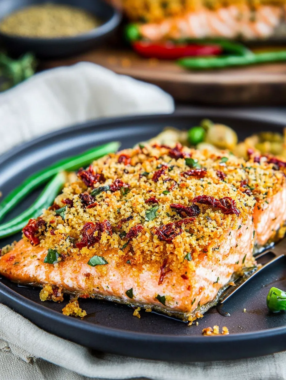 Sun-Dried Tomato Parmesan Crusted Salmon