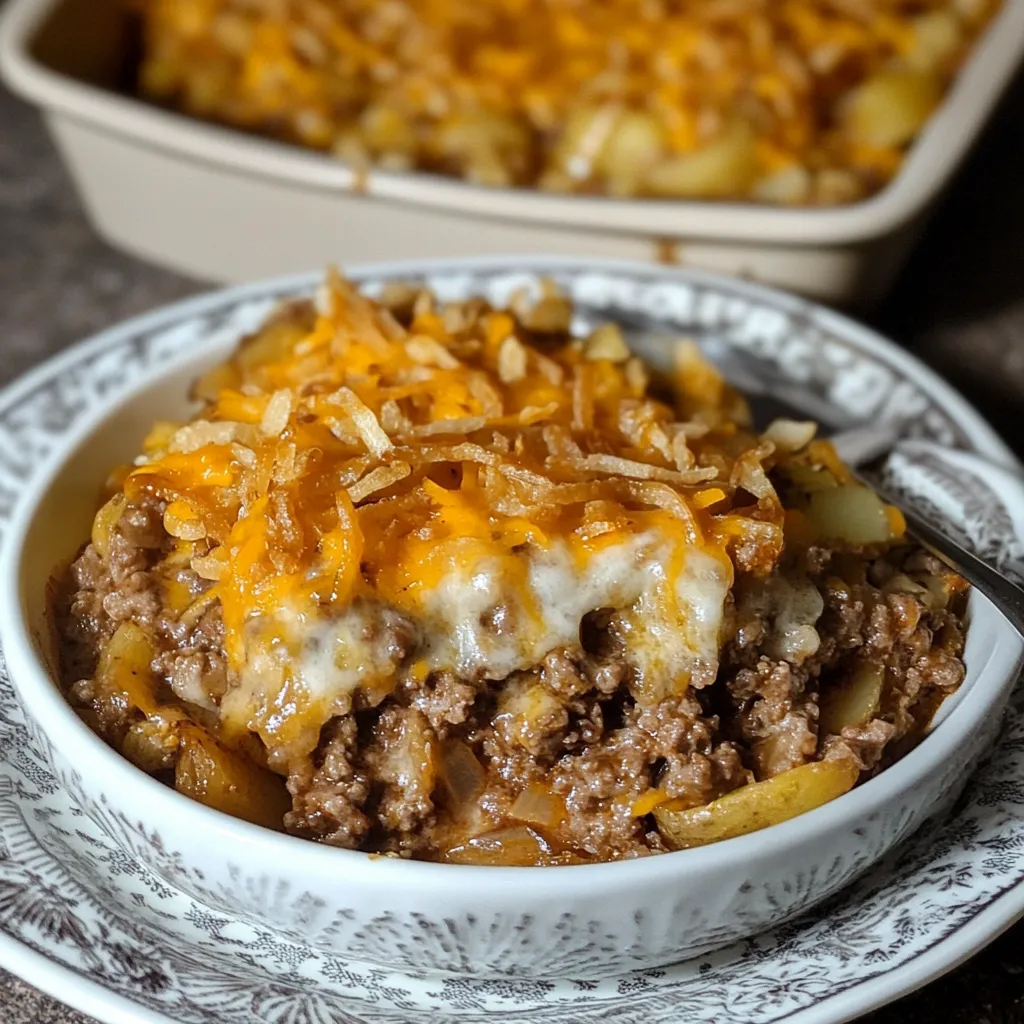 Cheesy French Onion Hamburger Casserole