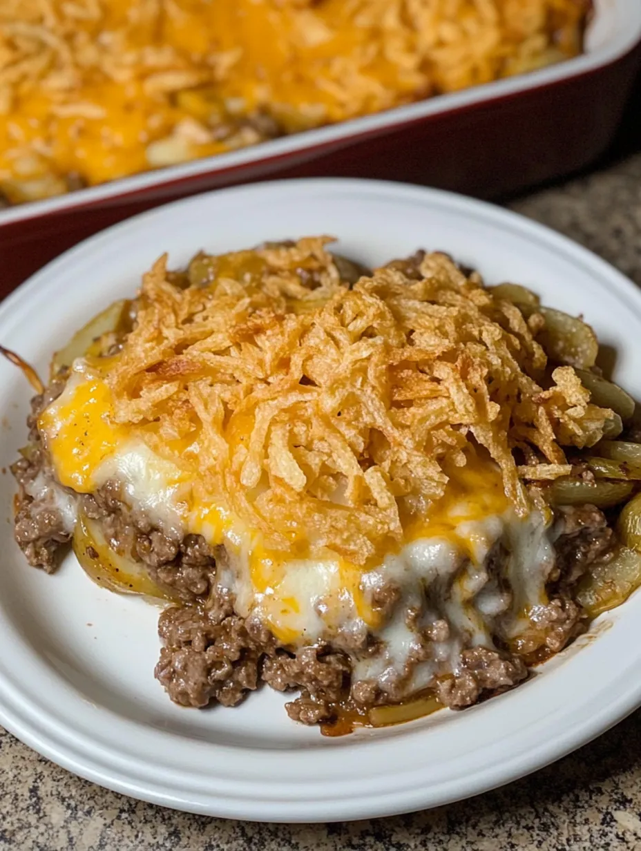 Cheesy French Onion Hamburger Casserole