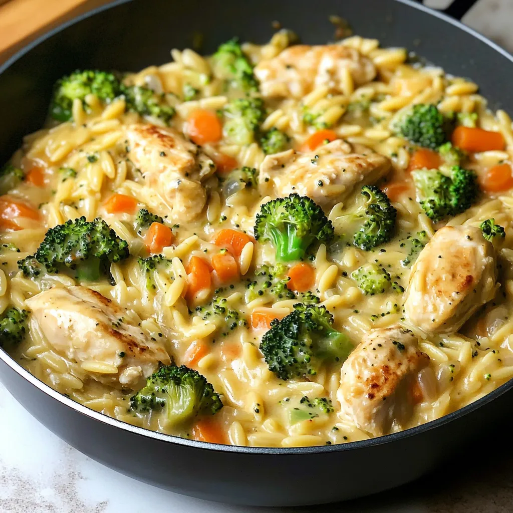 One-Pot Cheesy Chicken and Broccoli Orzo
