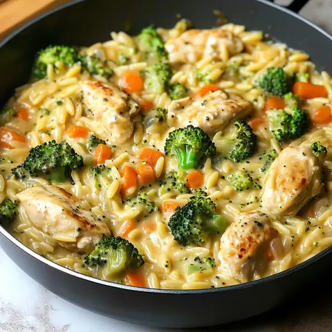 One-Pot Cheesy Chicken and Broccoli Orzo