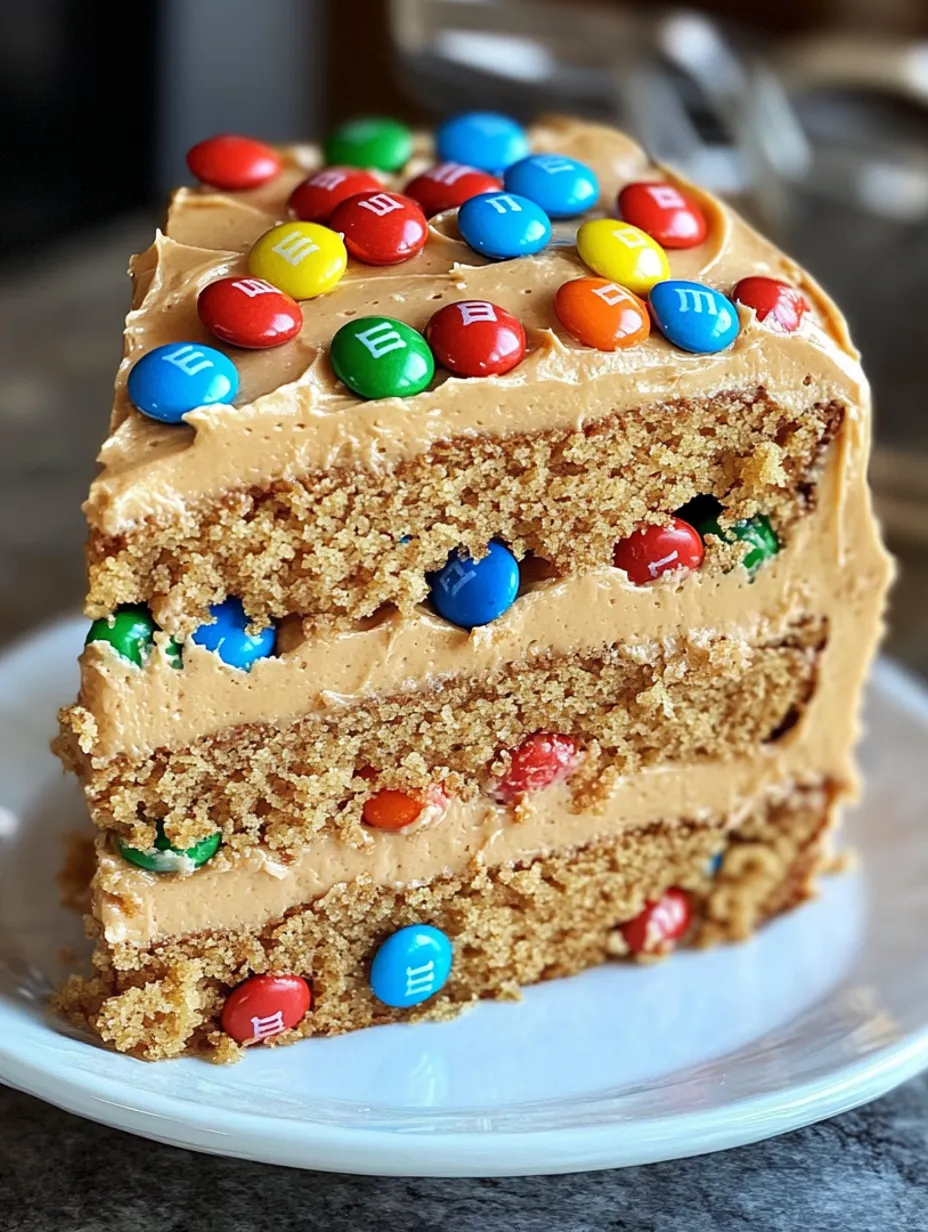 Peanut Butter Cake with M&M's and Creamy Frosting