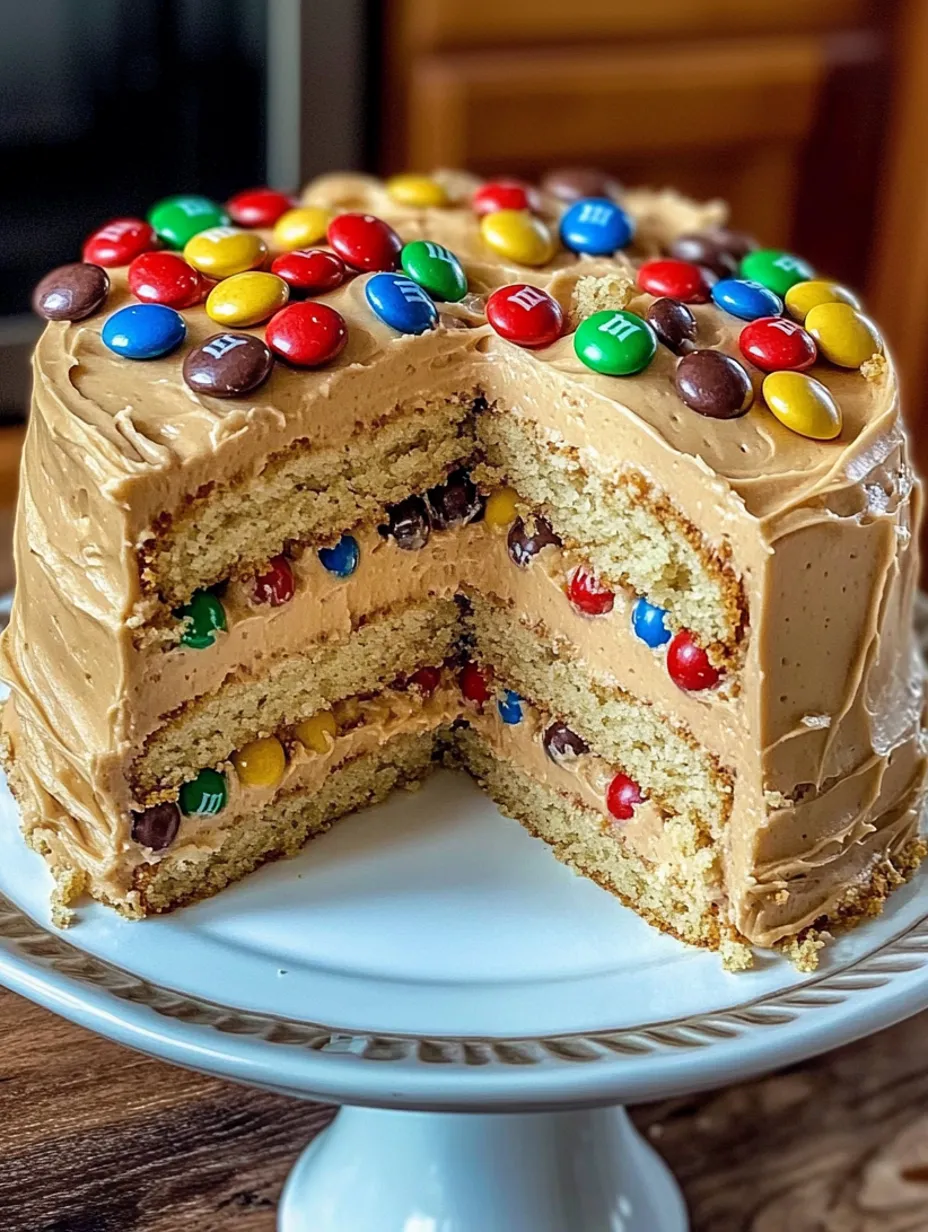 Peanut Butter Cake with M&M's and Creamy Frosting
