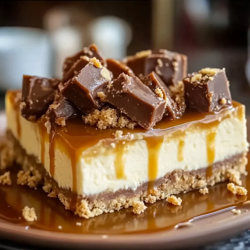 Butterfinger Caramel Cheesecake Bars