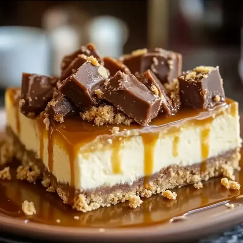 Butterfinger Caramel Cheesecake Bars