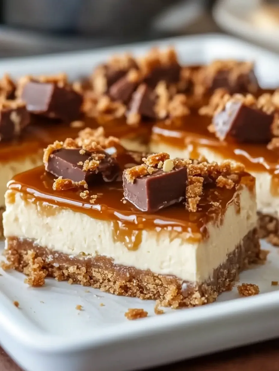 Butterfinger Caramel Cheesecake Bars