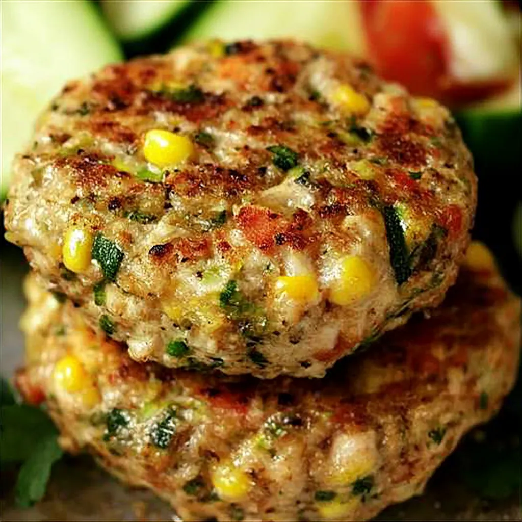 Chicken Zucchini Corn Burgers