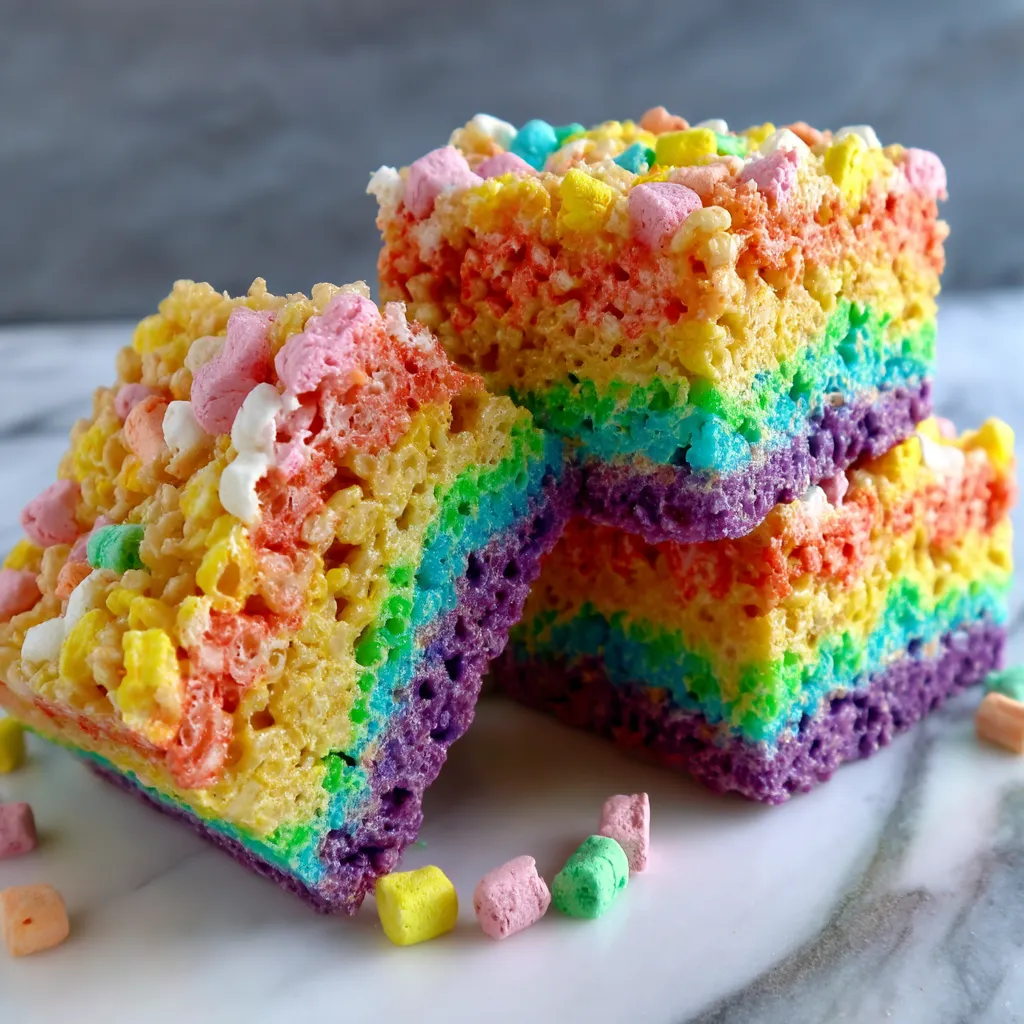 Stacked Colorful Krispie Bars