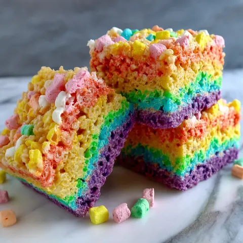 Stacked Colorful Krispie Bars