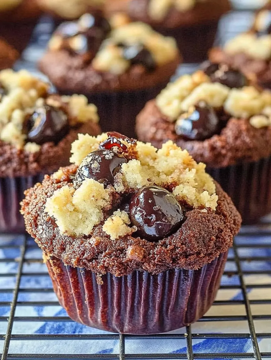 Double Chocolate Cherry Crumble Muffins