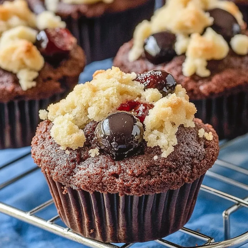 Double Chocolate Cherry Crumble  Muffins
