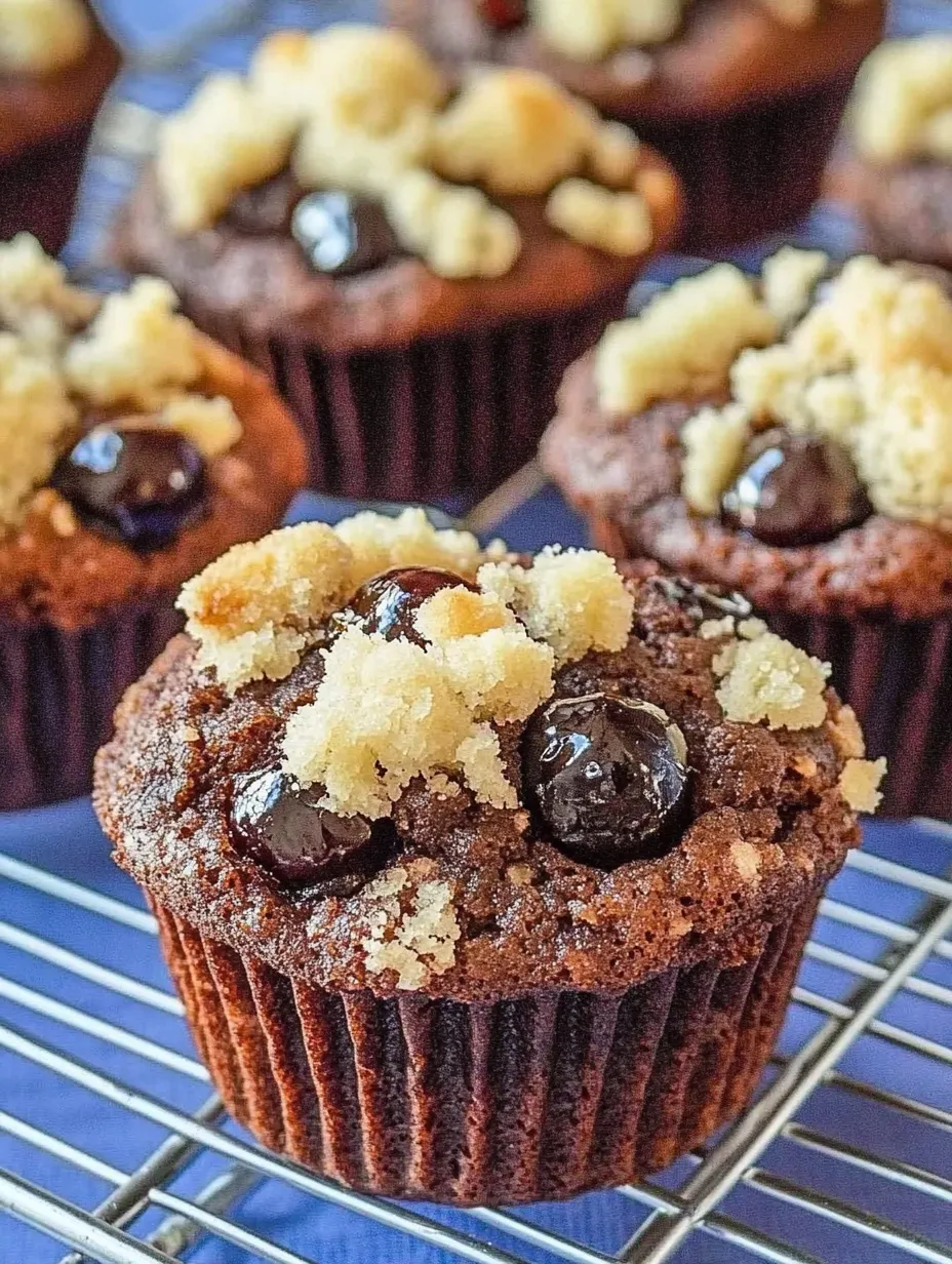 Double Chocolate Cherry Crumble Muffins