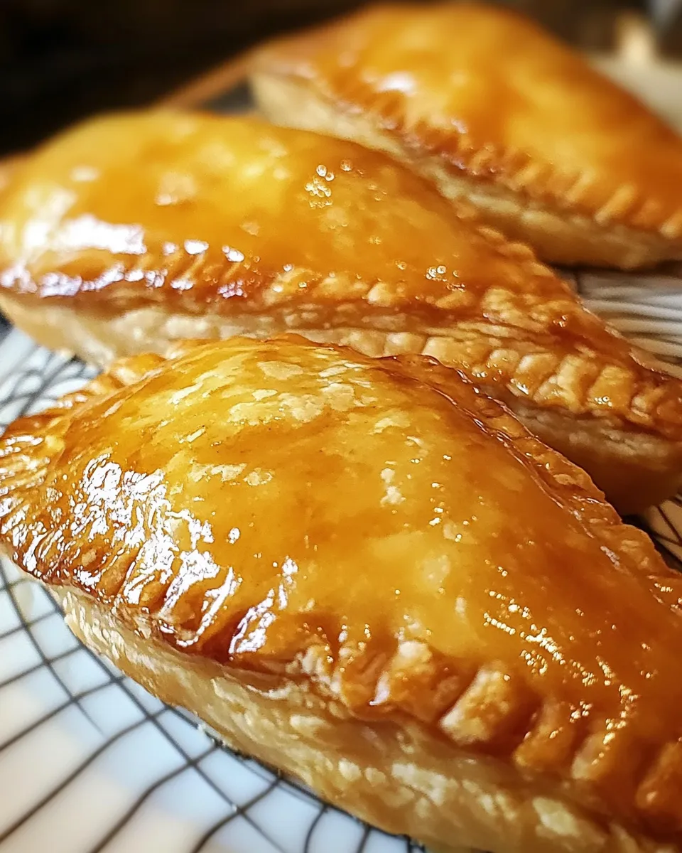 Three fried apple pies on a plate.