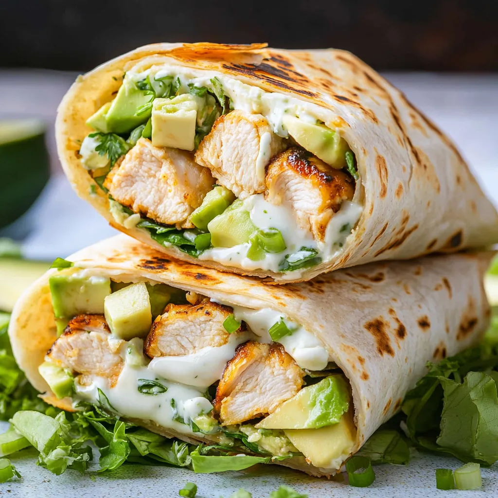 A chicken burrito with guacamole and sour cream.