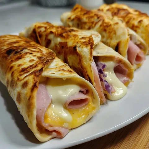 Air Fryer Hot Chicken Ham and Cheese Wraps