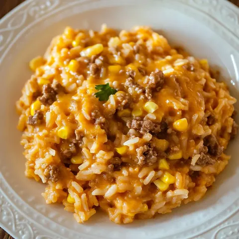 A plate of rice and meat.