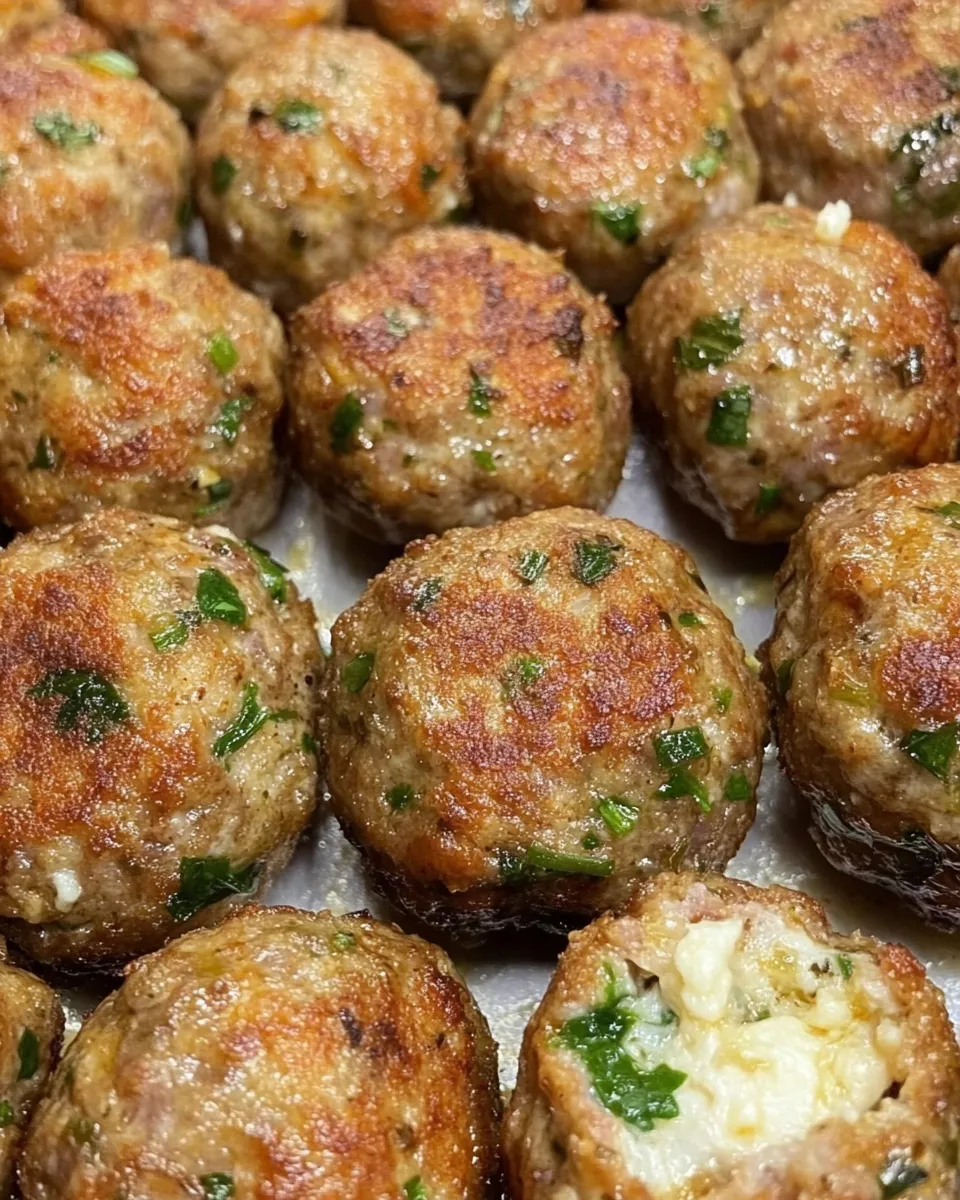 A plate of meatballs with green toppings.