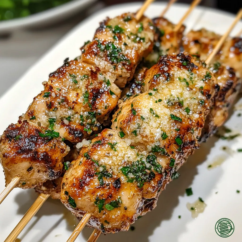 Garlic Parmesan Chicken Skewers.
