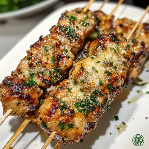 Garlic Parmesan Chicken Skewers.