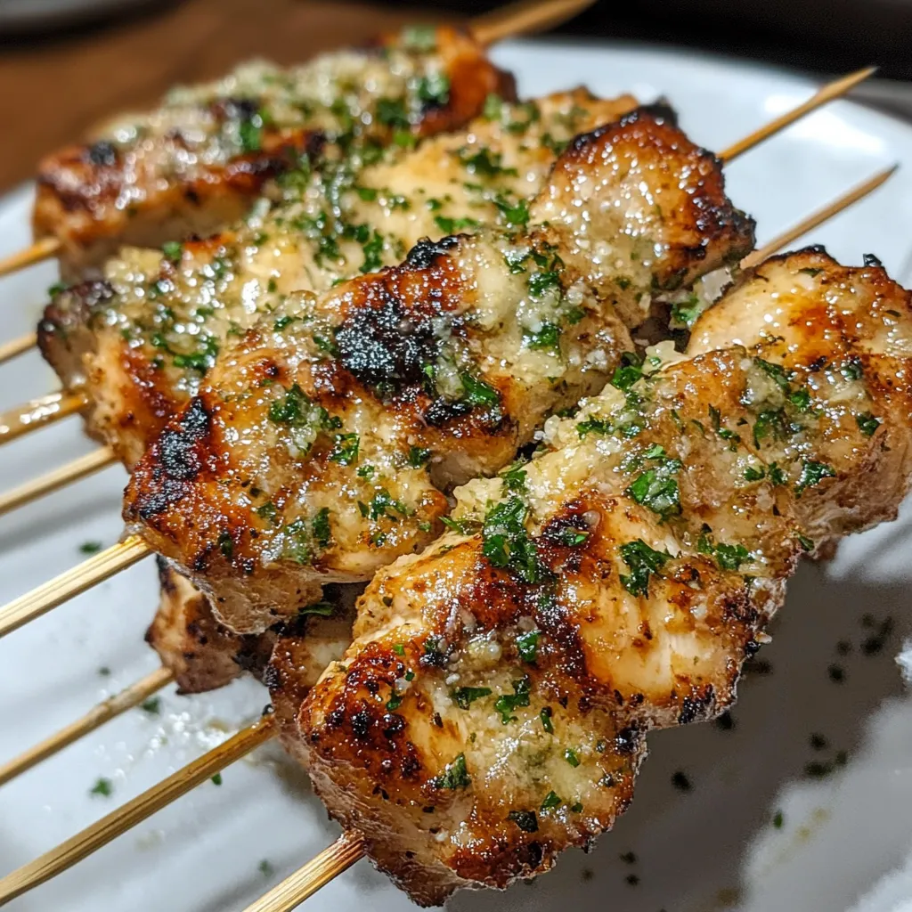 Garlic Parmesan Chicken Skewers.