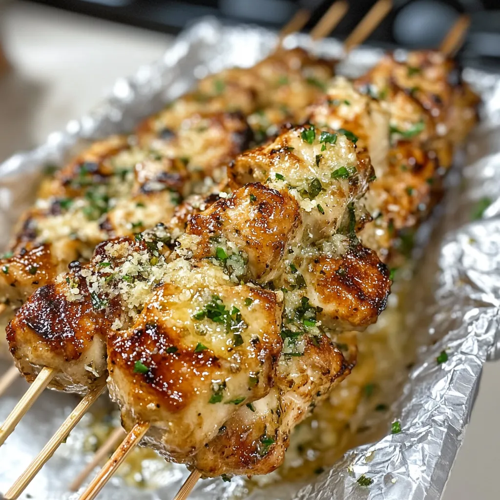 Garlic Parmesan Chicken Skewers.