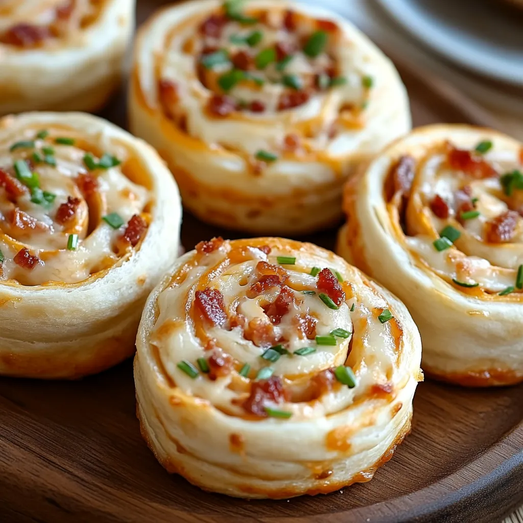 Bacon cheddar ranch pinwheels on a wooden platter.