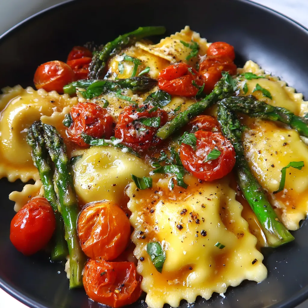 Tomatoes and Asparagus with Ravioli