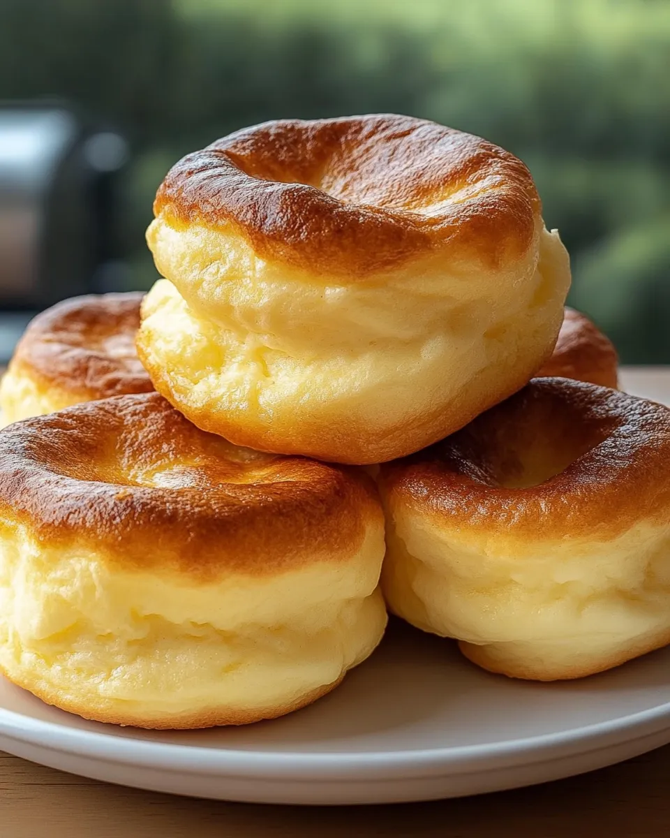 A stack of three donuts.