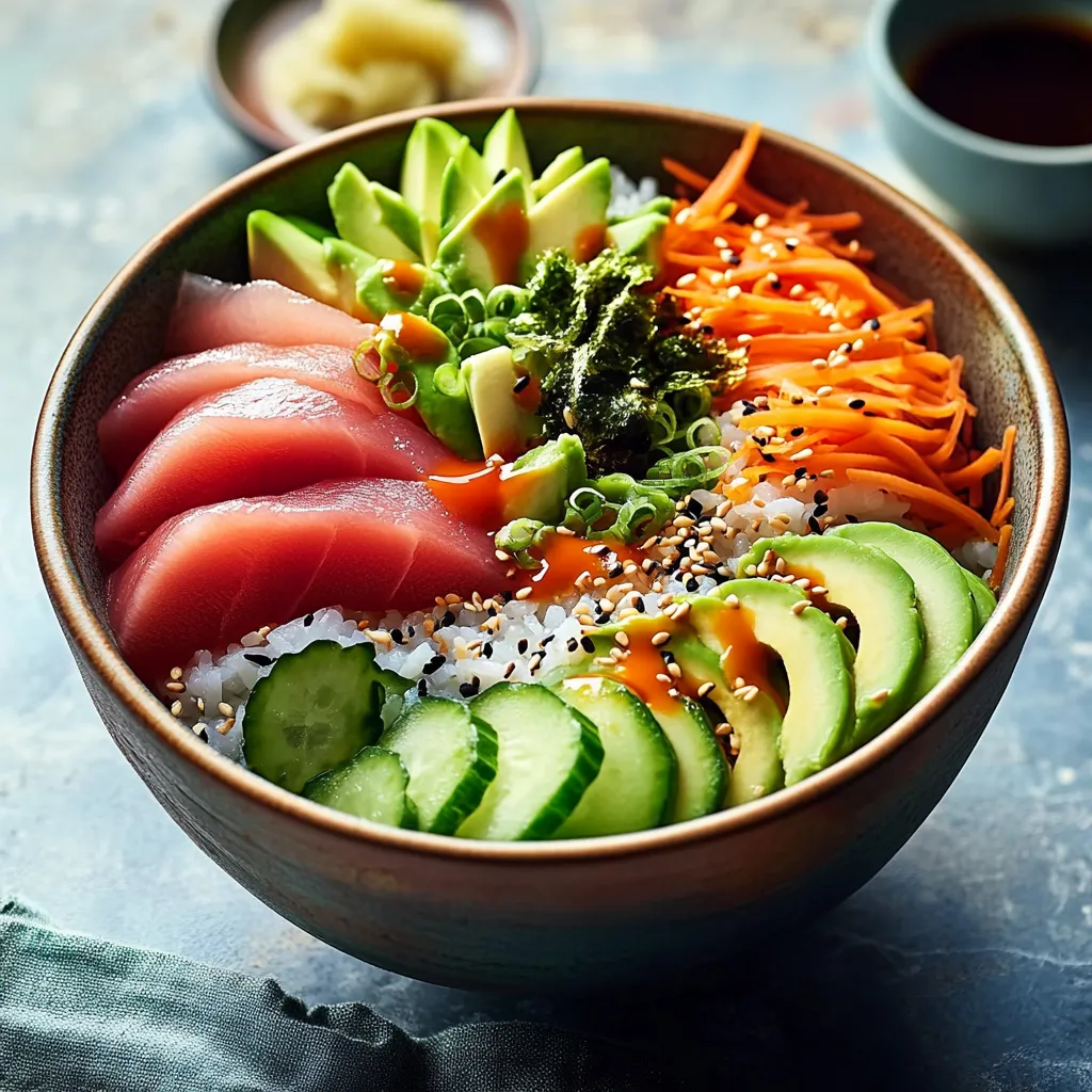 Easy Sushi Bowl with Spicy Mayo, Avocado & Fresh Veggies