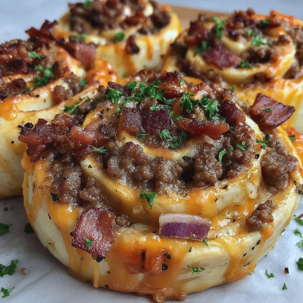 Garlic Butter Bacon Cheeseburger Rollups