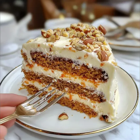 A slice of cake with a fork in it.