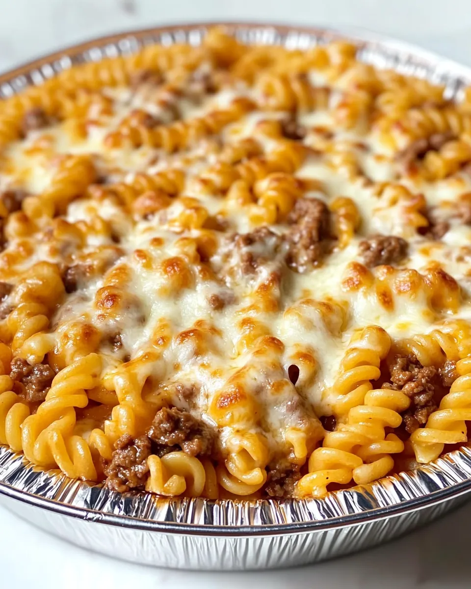 A plate of pasta with cheese and meat.