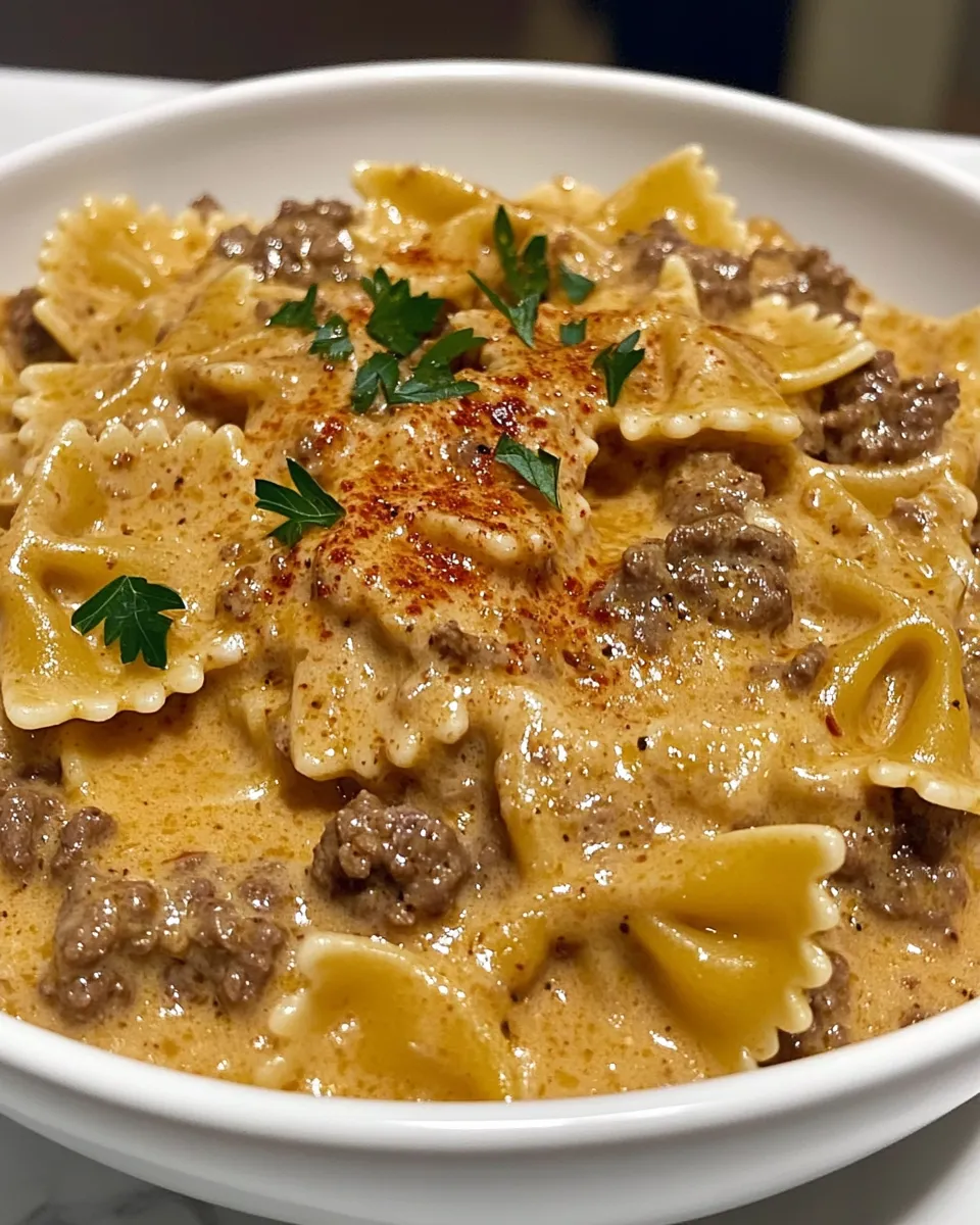 A bowl of pasta with meat sauce.