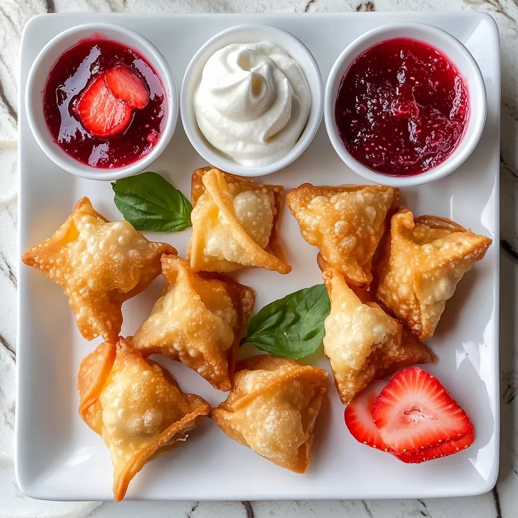 A plate of food with strawberries and cream.