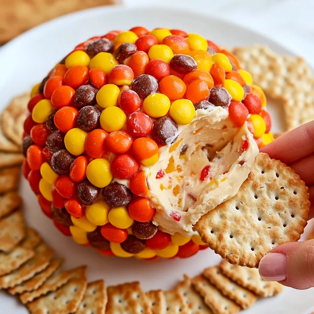 A hand is grabbing a piece of a candy-covered cake.