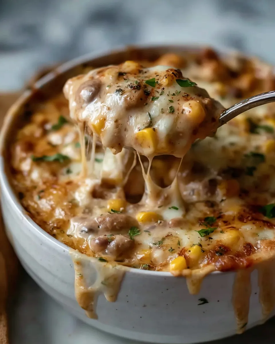 A bowl of food with a spoon in it.