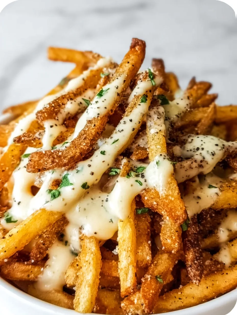 A plate of french fries with cheese on top.