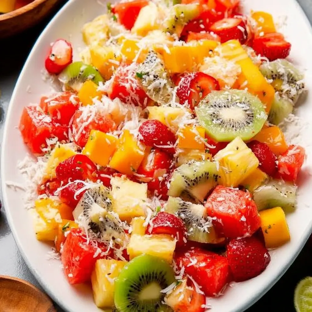 Tropical Fruit Salad with Honey Lime Dressing
