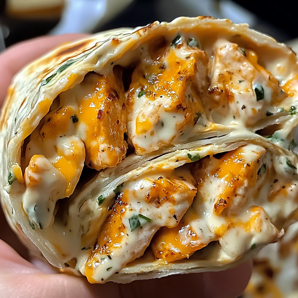 Creamy & Cheesy Chicken Garlic Wraps
