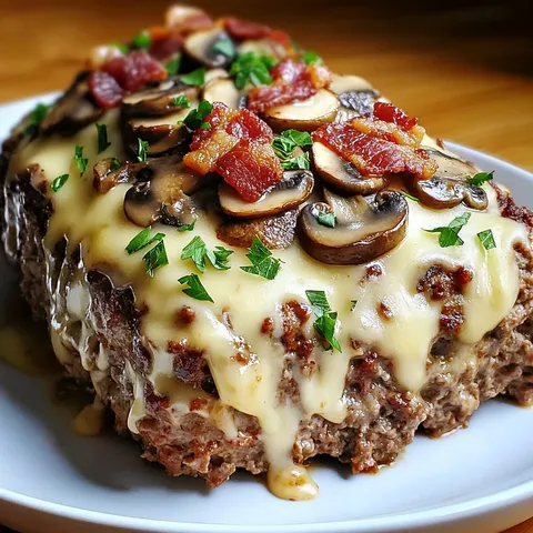 Swiss Bacon Mushroom Meatloaf