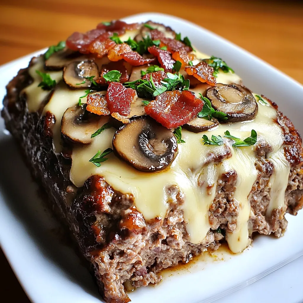 Swiss Bacon Mushroom Meatloaf
